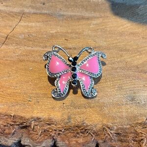 Elegant Pink Butterfly snap charm